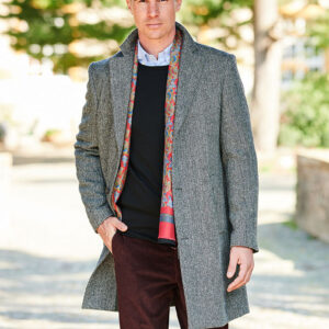 Harris Tweed Overjas "Barney" In Black Herringbone