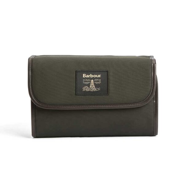 Barbour Wax Hanging Washbag Olive Beacon