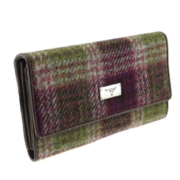 Harris Tweed Portemonnee 'Tiree' in Heather Check