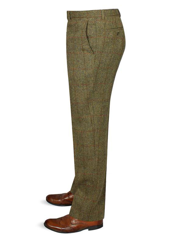 Harris Tweed Pantalon, Mens Tweed Trousers - Mustard