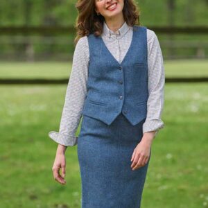 Harris Tweed Dames Rok "Pencil-Skirt" In Blue Shadow