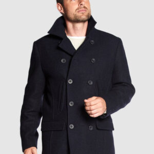 Harris Tweed Coat, Ferry Reefer Coat - Navy Plain