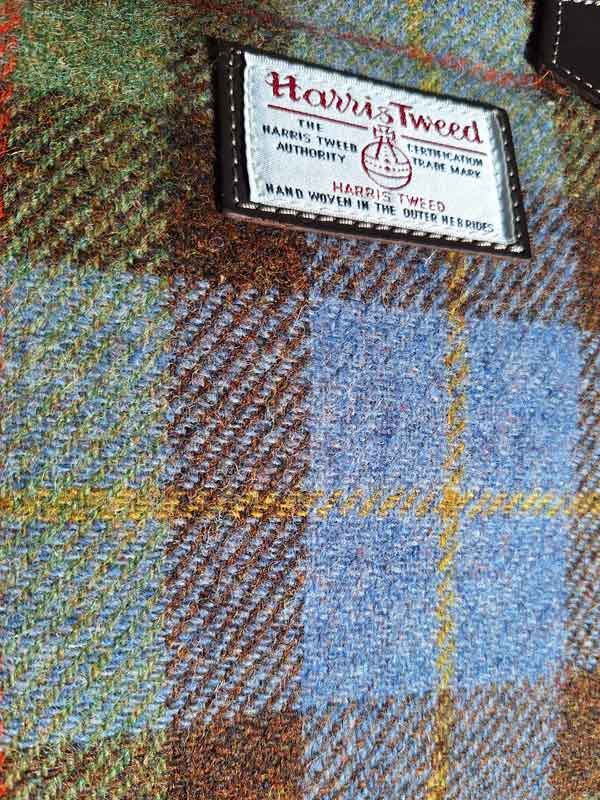 Harris Tweed Shire Long Handled Bag - Green Blue Check