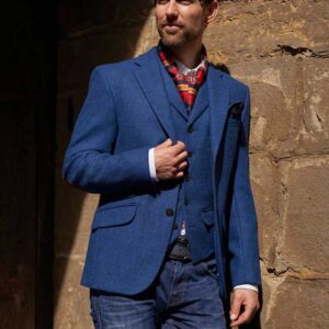 Harris Tweed Jacket "London" in Blue Twill