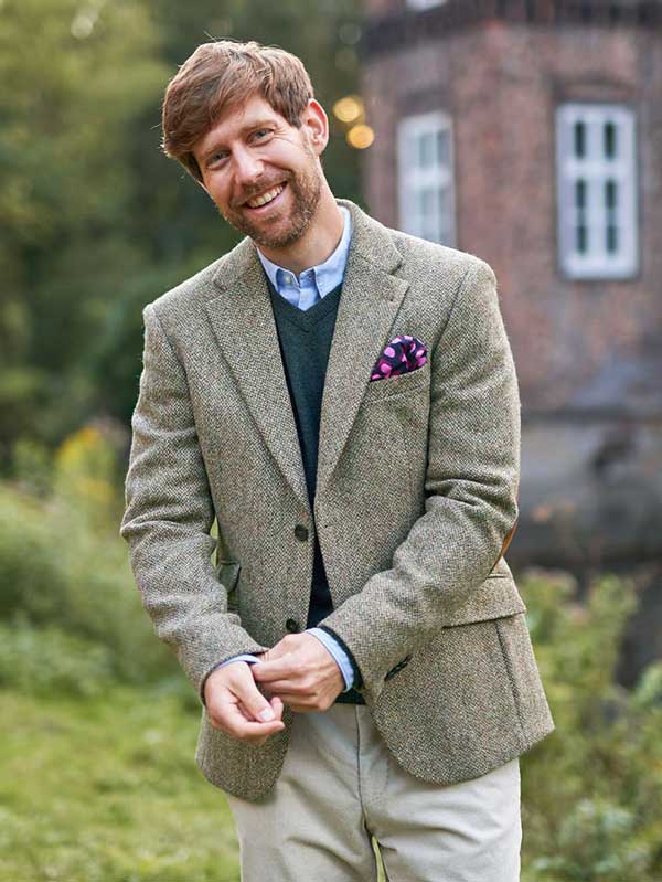 Harris Tweed Jacket "London" In Multigreen