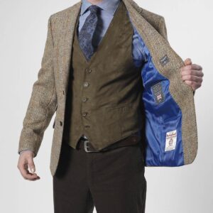 Harris Tweed Jacket "London" In Sand Herringbone