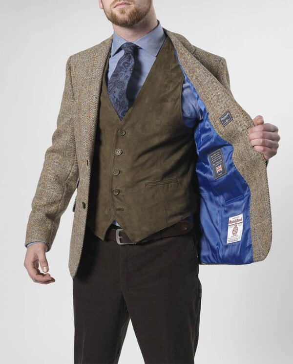 Harris Tweed Jacket "London" In Sand Herringbone