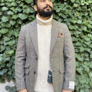 Harris Tweed Jacket "London" In Greystone Overcheck