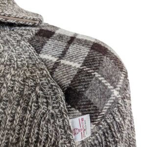 Zip sweater with Harris Tweed patches Natural