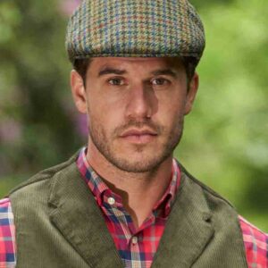 Harris Tweed Flat Cap "Henry" In Green Castle