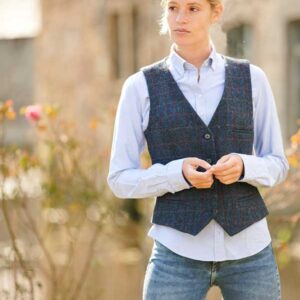 Harris Tweed Dames Vestje "Lea" In Scottish Blue