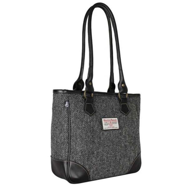 Harris Tweed Shire Long Handled Bag - Charcoal Herringbone