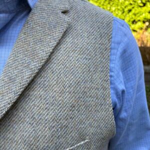 Harris Tweed Vestje "Wales" Met Revers in Cream Tweed