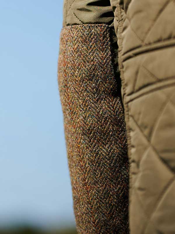 Dames Steppmantel Gabby Met Tweedbekleding In Olive