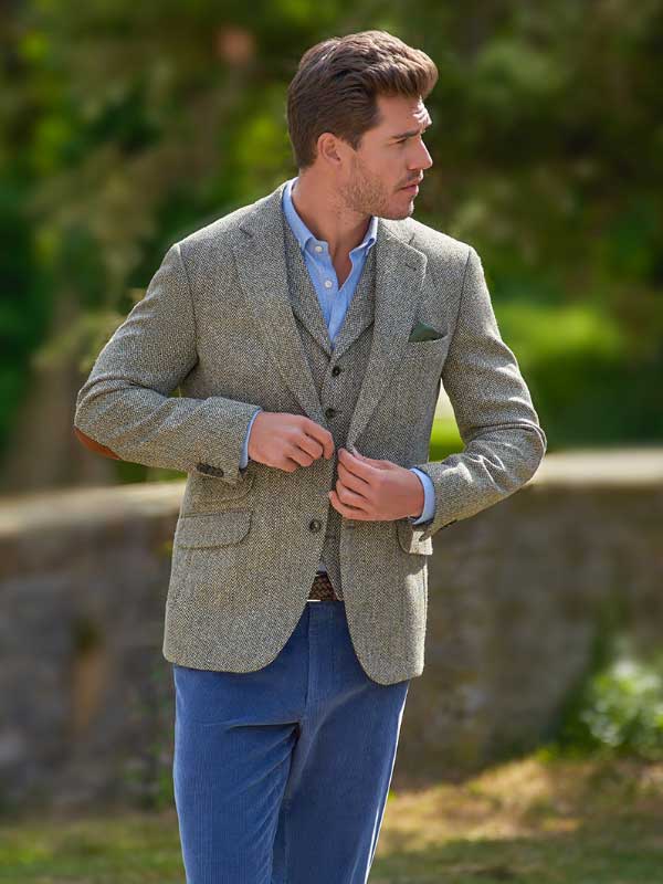 Harris Tweed Jacket "London" In Multigreen
