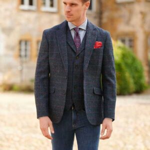 Harris Tweed Jacket "London" In Scottish Blue