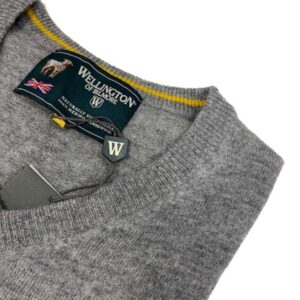 Pullover Lambswool "Jack" Met Harris Tweed Details In Cloud Grey