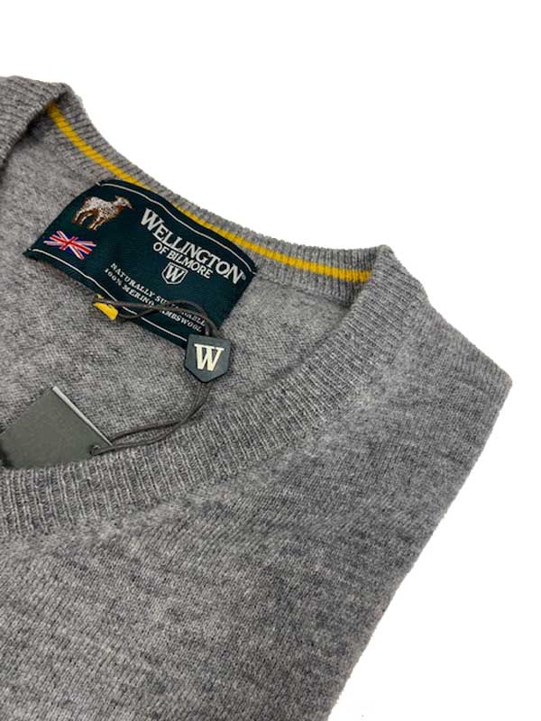 Pullover Lambswool "Jack" Met Harris Tweed Details In Cloud Grey