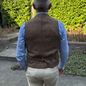 Harris Tweed Vestje "Wales" Met Revers In Country Houndstooth