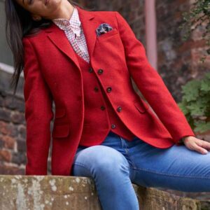 Harris Tweed Dames Jasje "Carola" In Red Twill