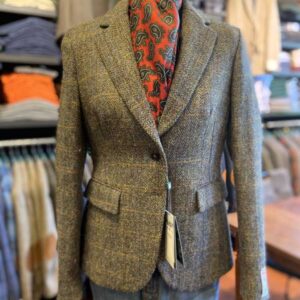 Harris Tweed Dames Jasje Kort "Ami" In Green-Blue Herringbone