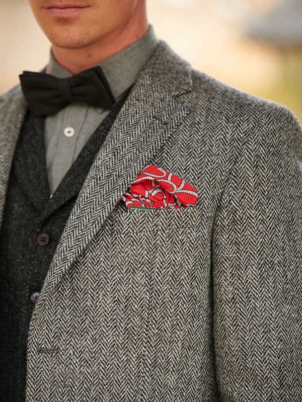 Harris Tweed Jacket "London" In Black Herringbone