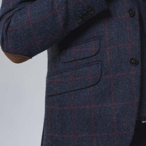 Harris Tweed Jacket "London" In Red Overcheck