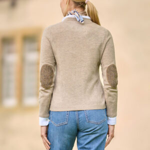 Merino Vest Mara The Cardigan Met Harris Tweed Details In Taupe