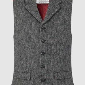 Harris Tweed Vestje, Angus Waistcoat - Charcoal