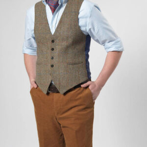 Harris Tweed Vestje "Tailor" Zonder Revers In Light Green