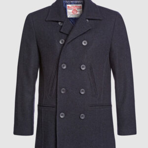 Harris Tweed Coat, Ferry Reefer Coat - Navy Plain