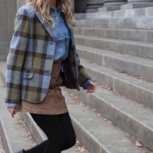 Harris Tweed Dames Jas Claire - Green/Blue Check
