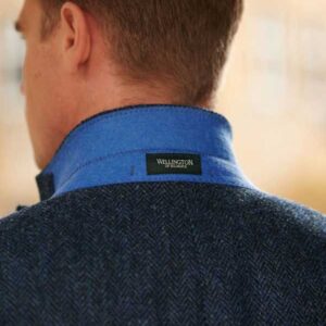 Harris Tweed Jacket "London" In Blue Herringbone