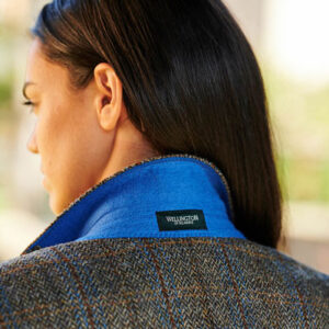 Harris Tweed Dames Jasje "Carola" In Green-Blue Herringbone
