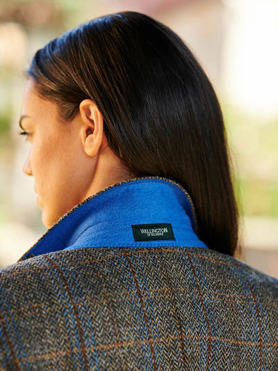 Harris Tweed Dames Jasje "Carola" In Green-Blue Herringbone