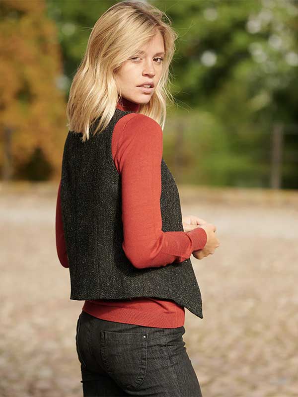 Harris Tweed Dames Vestje "Lea" In Charcoal