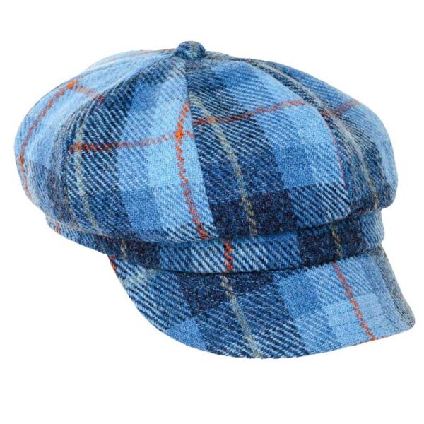 Harris tweed Ladies Baker Boy Cap Rosalie Blue Pastels