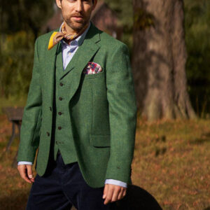 Harris Tweed Jacket "London" In Green Twill