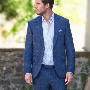 Harris Tweed Jacket "London" In Dark-Blue Herringbone