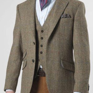 Harris Tweed Jacket "London" In Light Green