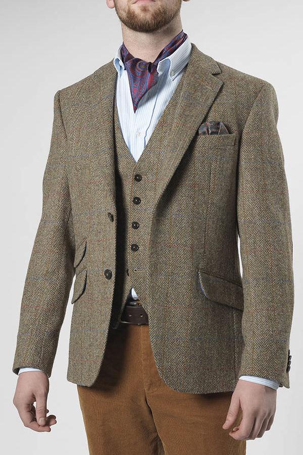 Harris Tweed Jacket "London" In Light Green