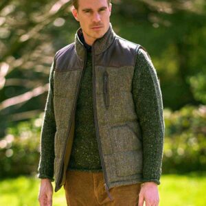Harris Tweed Bodywarmer “Levi” In Evergreen