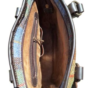 Harris Tweed Shire Long Handled Bag - Green Blue Check