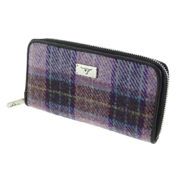Harris Tweed 'Staffa' Portemonnee In Pink & Lila check