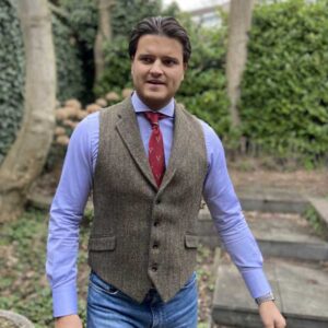 DF Harris Tweed Waistcoat Met Revers 670