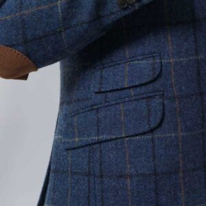 Harris Tweed Jacket "London" In Blue Overcheck