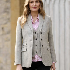 Harris Tweed Dames Jasje "Carola" In Light Grey