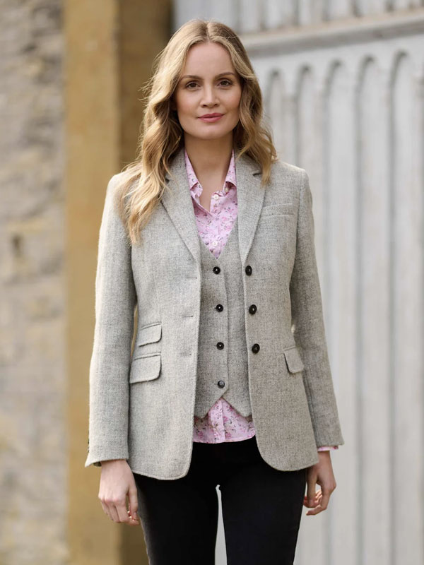 Harris Tweed Dames Jasje "Carola" In Light Grey