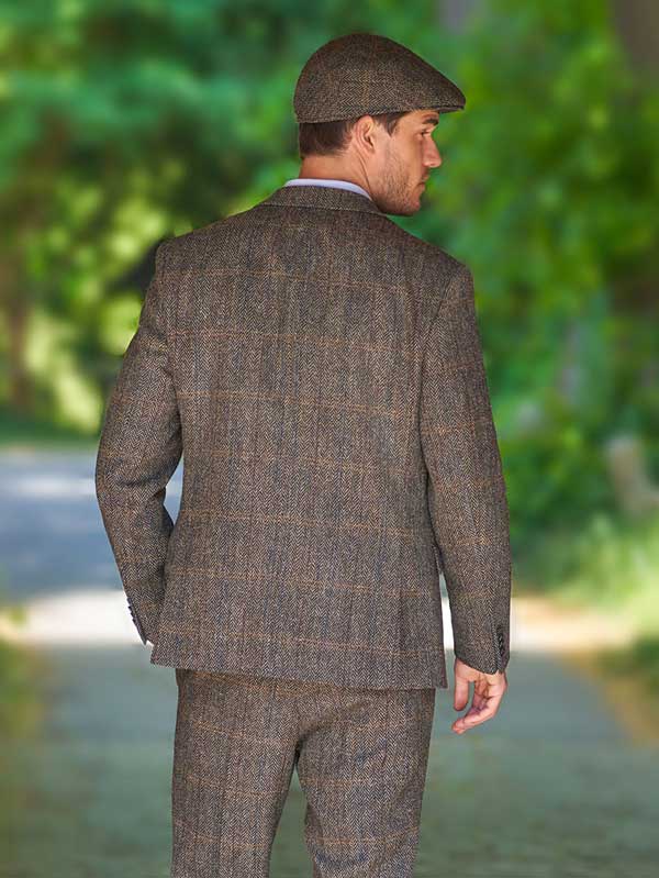 Harris Tweed Jacket "London" In Highland Green Herringbone