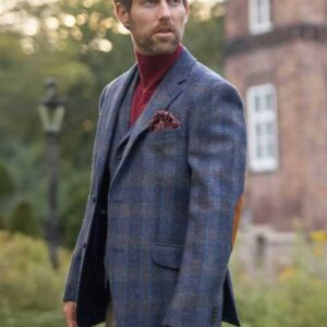 Harris Tweed Jacket "London" In Multi-Blue Tweed